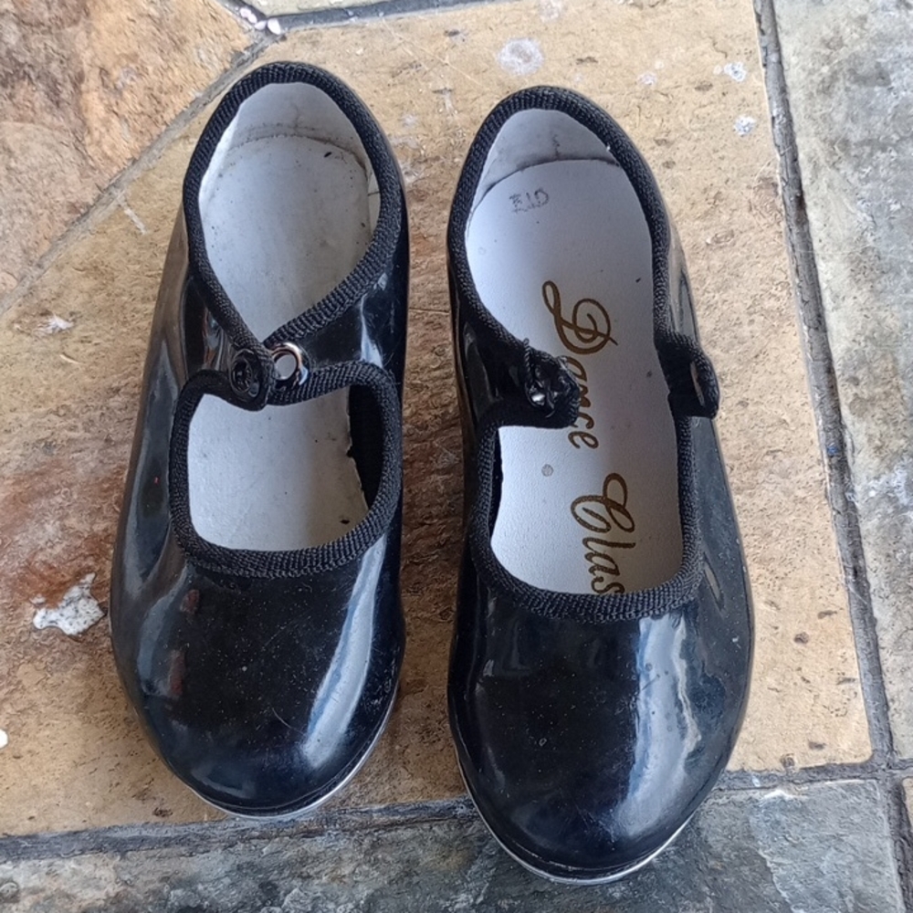 Dance Class Shiny Black Kids Dress Shoes Size 6.5